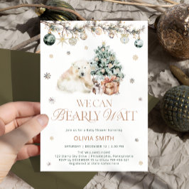 Barly Wait Cute Polar Bear Winter Baby Shower Inbjudningar