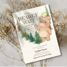 Barly Wait Cute Woodland Bear Baby Shower