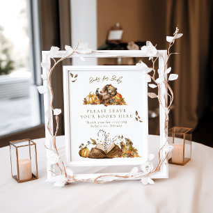Barly Wait Fall Woodland Baby Shower Gift Bok Poster