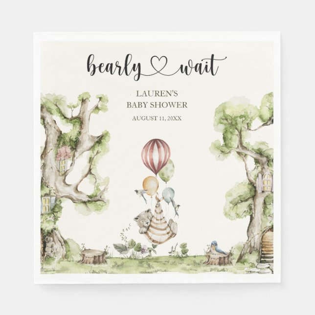 Barly Wait Gender Neutral Baby Shower Woodland Pappersservett (Framsidan)