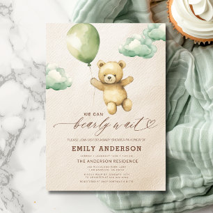 Barly Wait Gender Neutral Grönt Baby Shower Inbjudningar