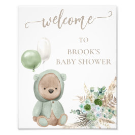 Barly Wait Grönt Boho Bear Shower-signatur Fototryck