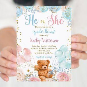 Barly wait Han eller hon Gender Reveal Baby Shower Inbjudningar