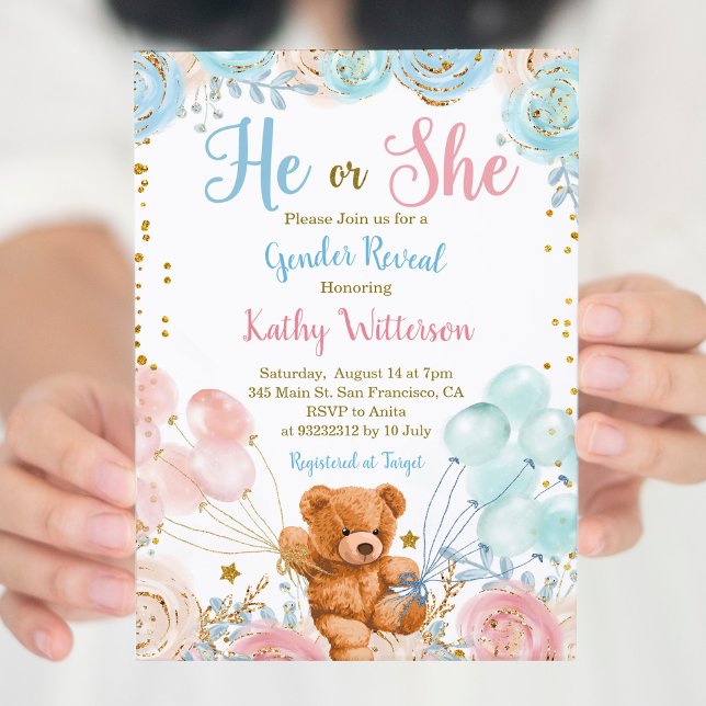 Barly wait Han eller hon Gender Reveal Baby Shower Inbjudningar (Skapare uppladdad)