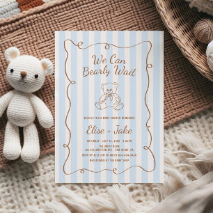 Barly Wait Hand plockade Blue Rand Baby Shower Inbjudningar