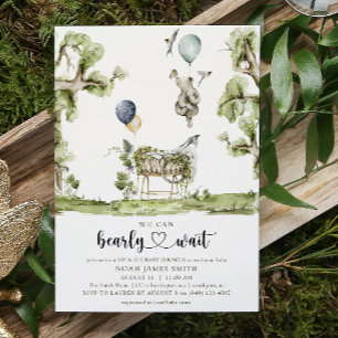 Barly Wait Heart Sip och See Boy Baby Shower Inbjudningar