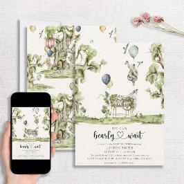 Barly Wait Heart Watercolor Baby Shower Inbjudningar