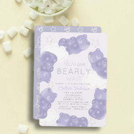 Barly Wait Lila Gummy Bear Baby Shower Inbjudningar