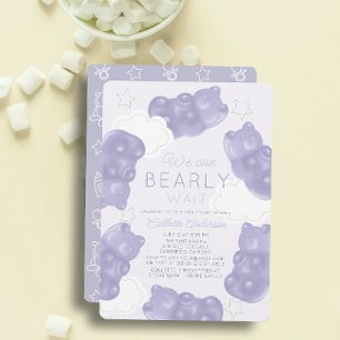 Barly Wait Lila Gummy Bear Baby Shower Inbjudningar