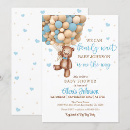 Barly Wait Luftballong Baby Shower (Boy) Inbjudningar