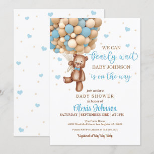 Barly Wait Luftballong Baby Shower (Boy) Inbjudningar
