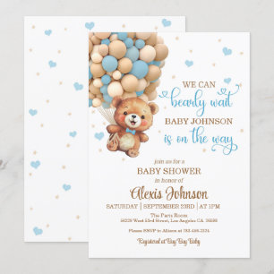 Barly Wait Luftballong Baby Shower (Boy) Inbjudningar