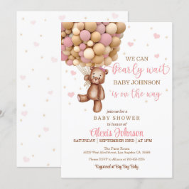 Barly Wait Luftballong Baby Shower (Girl) Inbjudningar