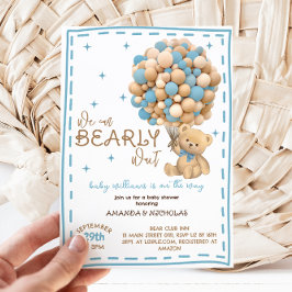 Barly Wait Modern Blue Boy Baby Shower Inbjudningar