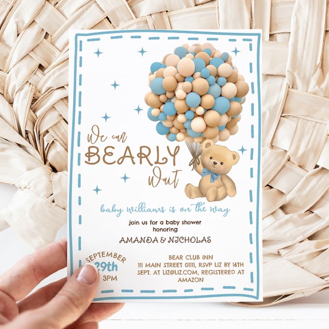 Barly Wait Modern Blue Boy Baby Shower Inbjudningar (Skapare uppladdad)