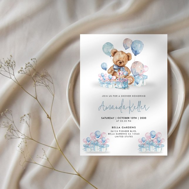 Barly Wait Nalle Baby Shower-inbjudan Inbjudningar (Skapare uppladdad)
