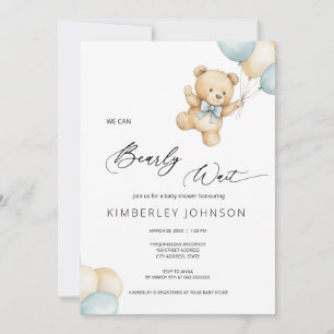 Barly Wait Nalle & Baloons Baby Shower Inbjudningar