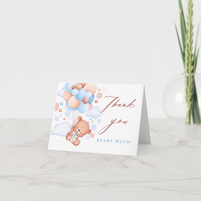 Barly Wait Nalle Blue Baby Shower Tack Kort (Framsida)