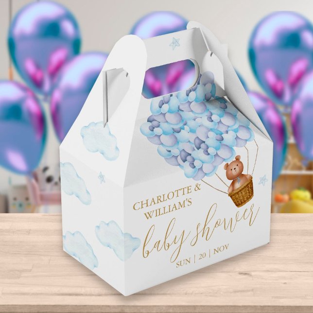 Barly Wait Nalle Blue Balloons Baby Shower Presentaskar (Skapare uppladdad)