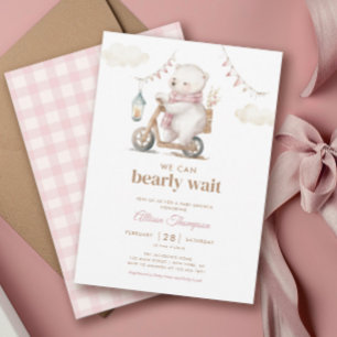 Barly Wait Nalle Girl Baby Shower Inbjudningar