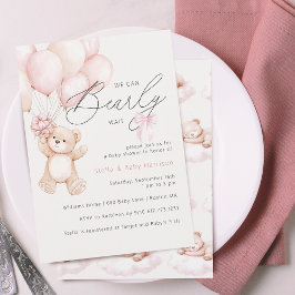 Barly Wait Nalle Girl Baby Shower Inbjudningar