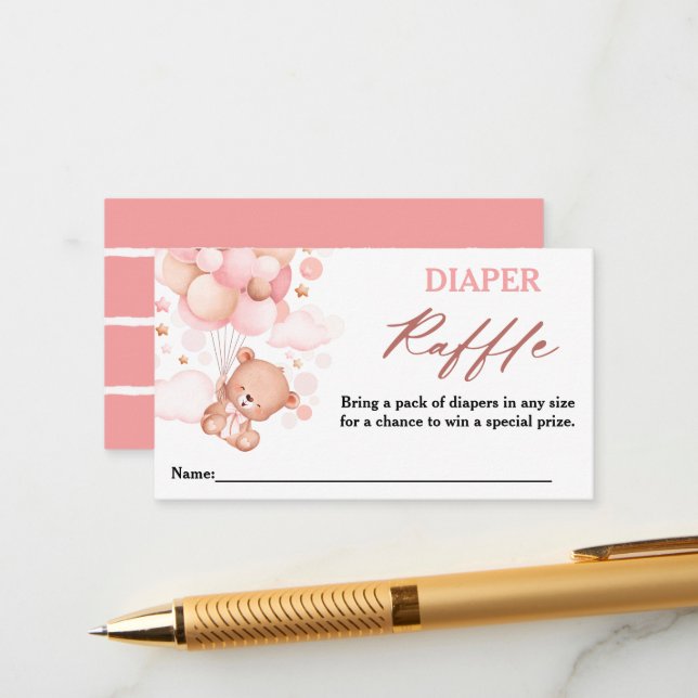 Barly Wait Nalle Rosa Diaper Raffle Tilläggskort (Fram/Back In Situ)