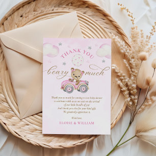 Barly Wait Nalle Rosa Girl Baby Shower Tack Kort