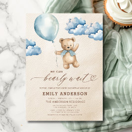 Barly Wait Neutralt Beige & Blue Boy Baby Shower Inbjudningar
