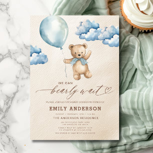 Barly Wait Neutralt Beige & Blue Boy Baby Shower Inbjudningar