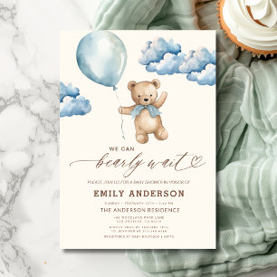 Barly Wait Neutralt Beige & Blue Boy Baby Shower Inbjudningar