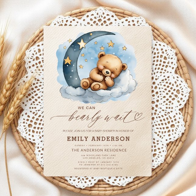 Barly Wait Neutralt Beige & Blue Boy Baby Shower Inbjudningar (Skapare uppladdad)