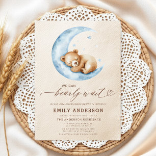 Barly Wait Neutralt Beige & Blue Boy Baby Shower Inbjudningar