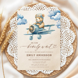 Barly Wait Neutralt Beige & Blue Boy Baby Shower Inbjudningar
