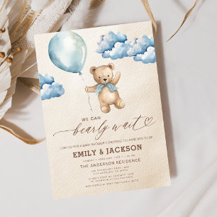 Barly Wait Neutralt Beige & Blue Boy Baby Shower Inbjudningar