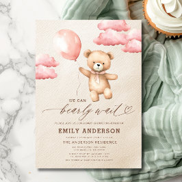 Barly Wait Neutralt Beige & Rosa Girl Baby Shower Inbjudningar