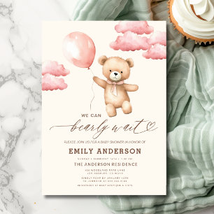 Barly Wait Neutralt Beige & Rosa Girl Baby Shower Inbjudningar