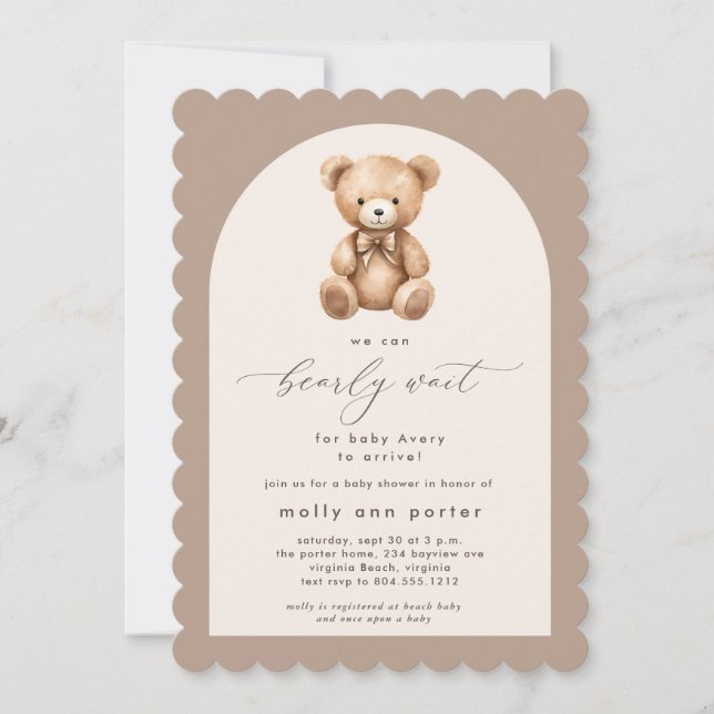Barly Wait Neutralt Simple Baby Shower-inbjudan Inbjudningar (Framsida)