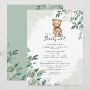 Barly Wait Par Baby Shower Eucalyptus Foliage Inbjudningar