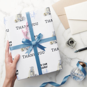 Barly Wait Polar Bear Blue Boy Winter Baby Shower Presentpapper