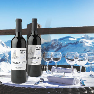 Barly Wait Polar Bear Blue Boy Winter Baby Shower Vinflaska Etikett