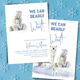 Barly Wait Polar Bear Blue Winter Boy Shower Inbjudningar