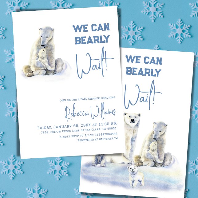 Barly Wait Polar Bear Blue Winter Boy Shower Inbjudningar (Skapare uppladdad)