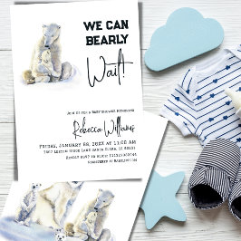 Barly Wait Polar Bear Rosa Girl Baby Shower Inbjudningar
