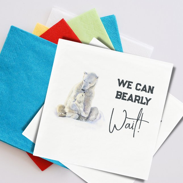 Barly Wait Polar Bear Rosa Girl Baby Shower Pappersservett (Skapare uppladdad)