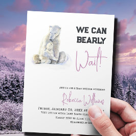 Barly Wait Polar Bear Rosa Winter Baby Shower Inbjudningar