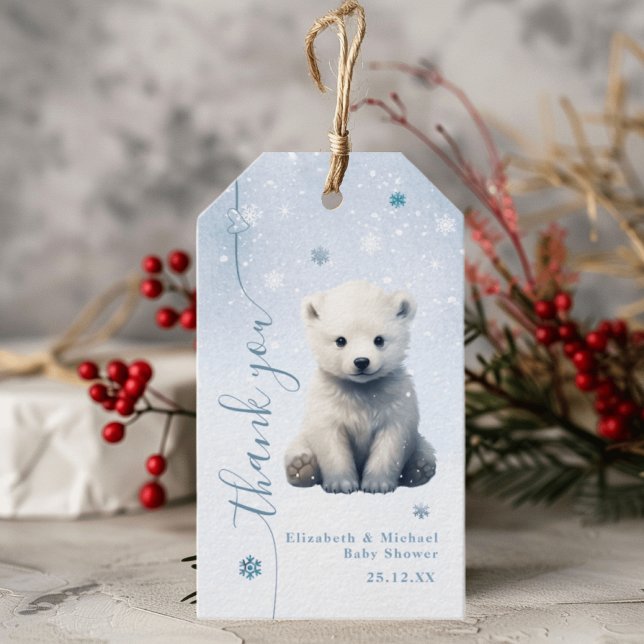 Barly Wait Polar Bear Winter Modern Presentetikett (Skapare uppladdad)