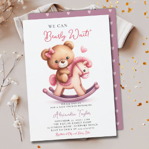 Barly Wait Rocking Horse Bow Flicka Shower Inbjudningar