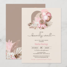 Barly Wait Rosa Boho Nalle Girl Baby Shower