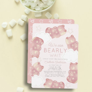 Barly Wait Rosa Gummy Bear Girl Baby Shower Inbjudningar