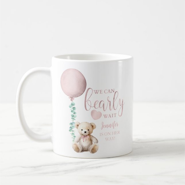 Barly Wait Rosa Nalle Baby Shower Coffee Mugg (Vänster)